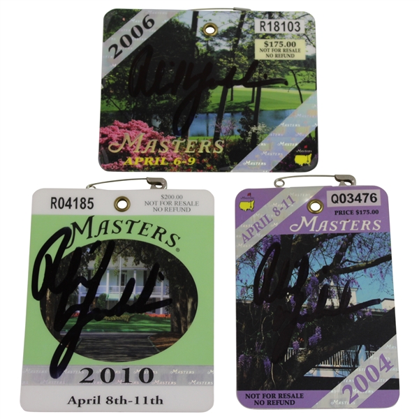 Phil Mickelson Signed 2004, 2006, & 2010 Masters SERIES Badges - Wow! JSA ALOA