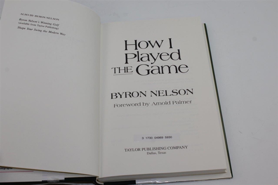 Byron Nelson Signed 'How I Played the Game' Book JSA ALOA