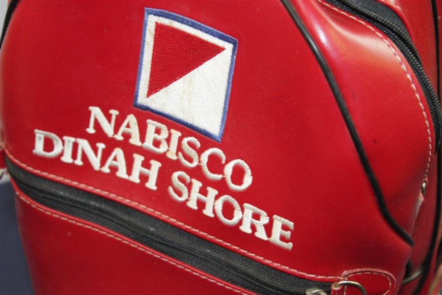 James 'Jim' Garner Personal Nabisco Dinah Shore Red Golf Bag with 1987 Bel Air CC Bag Tag