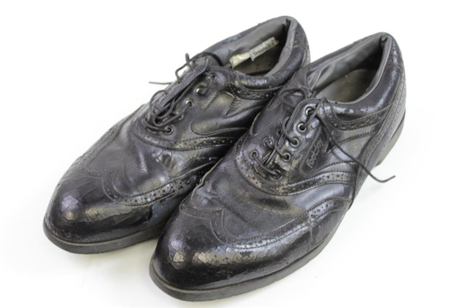James Garner's Personal Last Pair Black FootJoy Golf Shoes with Member Shoe Shine Tag