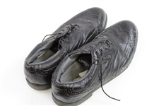 James Garner's Personal Last Pair Black FootJoy Golf Shoes with Member Shoe Shine Tag