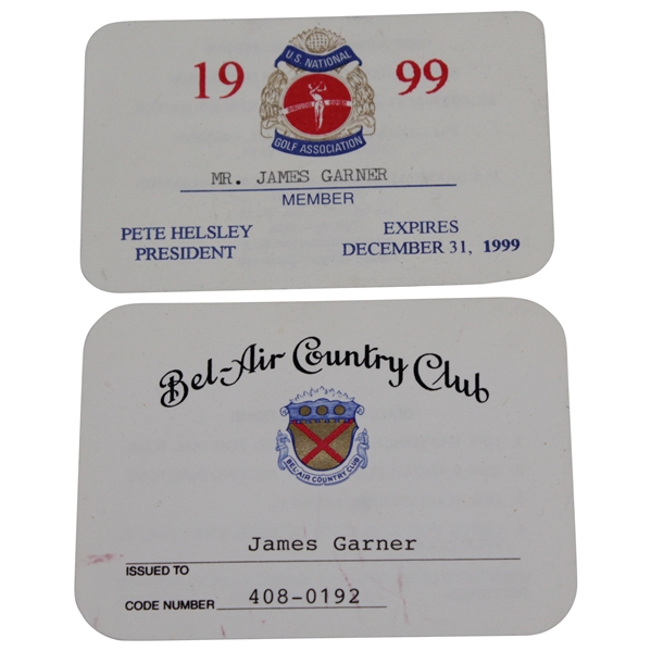 James Garner Personal ID Cards: USGA Member Card & Bel-Air Country Club 