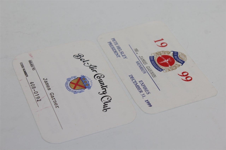 James Garner Personal ID Cards: USGA Member Card & Bel-Air Country Club 