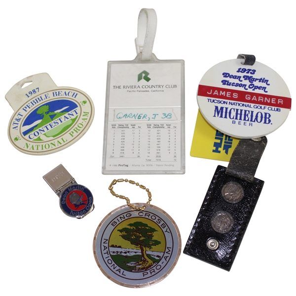 Seven (7) Assorted James Garner Items From PGA Events, Crosby, Dean Martin, Riviera CC, and more