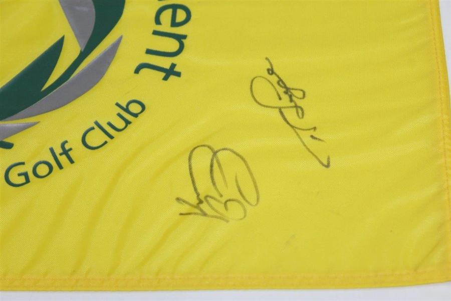 Jack Nicklaus, Langer, Calcavecchia, & others Signed The Memorial Tournament Embroidered Flag JSA ALOA