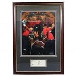 Tiger Woods Danny Day Ltd Ed Art Display with Signed Woods Cut - Framed JSA ALOA