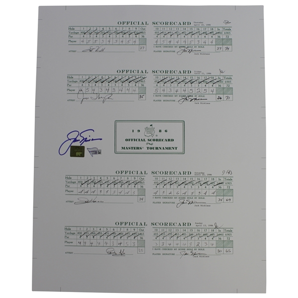 Jack Nicklaus Signed Scorecards From The 1986 Masters - Fanatics/Golden Bear Authentication Stickers