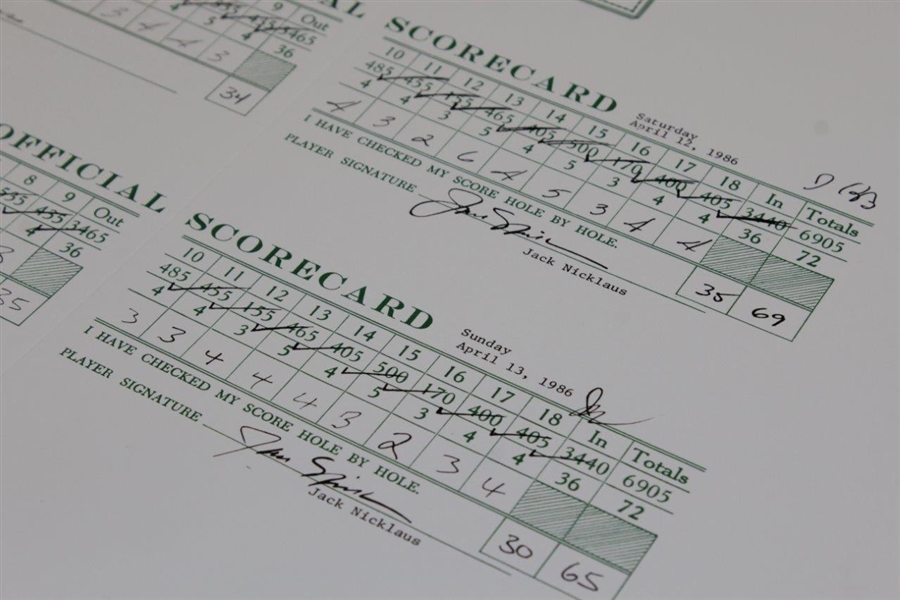 Jack Nicklaus Signed Scorecards From The 1986 Masters - Fanatics/Golden Bear Authentication Stickers