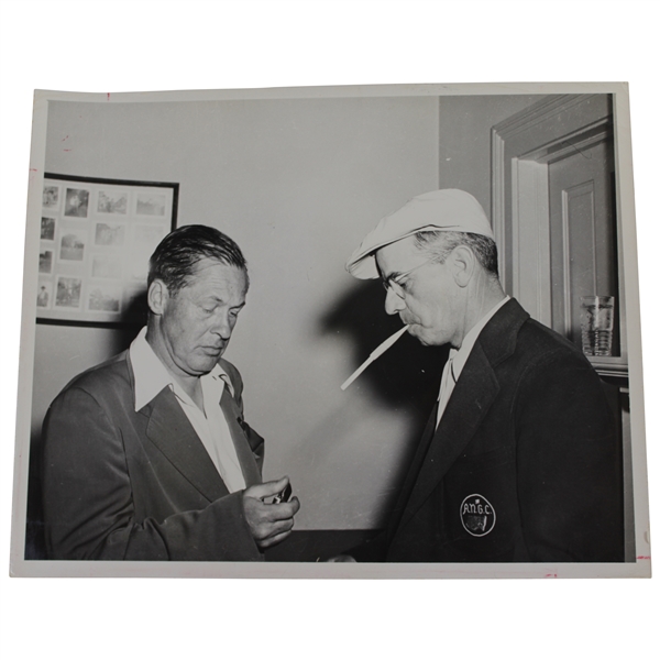 Bobby Jones & Clifford Roberts in Green Jackets at Augusta National Golf Club Press Photo - 1957