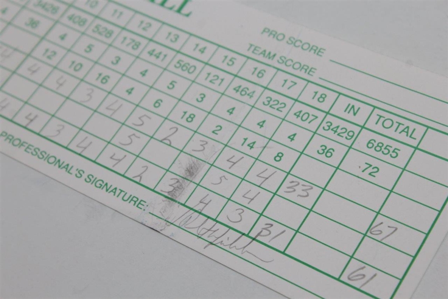 Phil Mickelson Signed AT&T Pebble Beach Pro-Am at Spyglass Hill Official Scorecard JSA ALOA