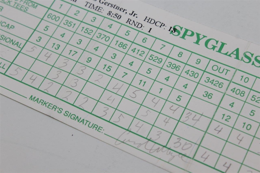 Phil Mickelson Signed AT&T Pebble Beach Pro-Am at Spyglass Hill Official Scorecard JSA ALOA
