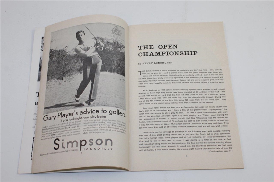 1968 OPEN Championship at Carnoustie Official Program with Pairing Sheet