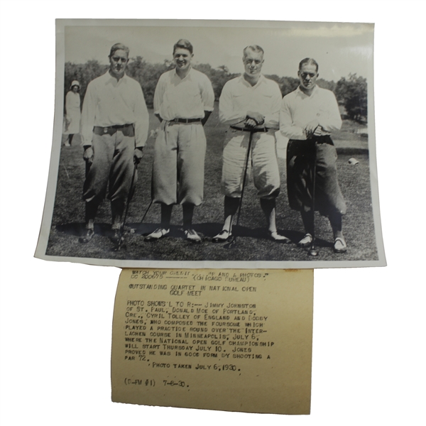 Original Bobby Jones 1930 'Grand Slam Year' AP Photo at Interlachen for US Open 7/8/1930