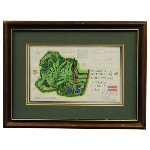 Augusta National Golf Club Course Layout Incl. Par 3 Course Print by Golf Architect J.P. Izatt - Framed