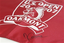 Angel Cabrera Signed 2007 US Open at Oakmont Red Screen Flag JSA ALOA