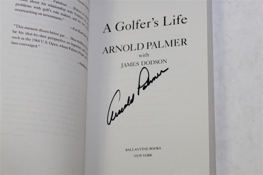 Arnold Palmer Signed 'A Golfer's Life' Book by James Dodson JSA #Q49237