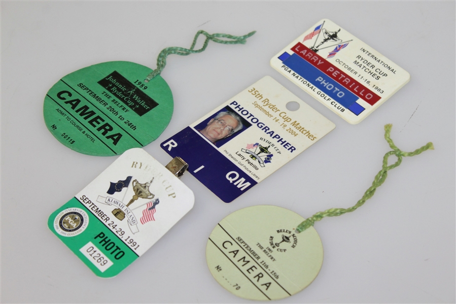 Five Misc. Ryder Cup Matches Badges - 1983, 1985, 1989, 1991, & 2004