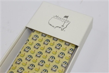 Masters Tournament Yellow Neck Tie with Umbrella/Chairs/Logos in Original Box