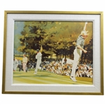Jack Nicklaus 1975 Masters Raising Putter Canvas Print by Artist Robert Knight - Framed