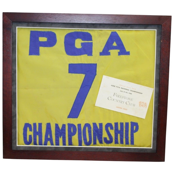 1960 PGA at Firestone Course Flown Flag & Blank Scorecard with 1960 PGA Championship Display