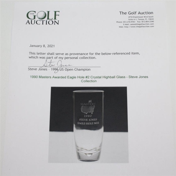 1990 Masters Awarded Eagle Hole #2 Crystal Highball Glass - Steve Jones Collection