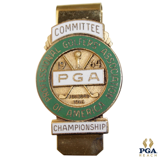 1964 PGA Championship at Columbus CC Contestant Badge/Clip - Bobby Nichols Winner