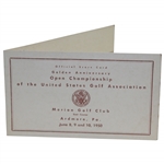 1950 US Open Championship Golden Anniversary at Merion Golf Club Official Scorecard