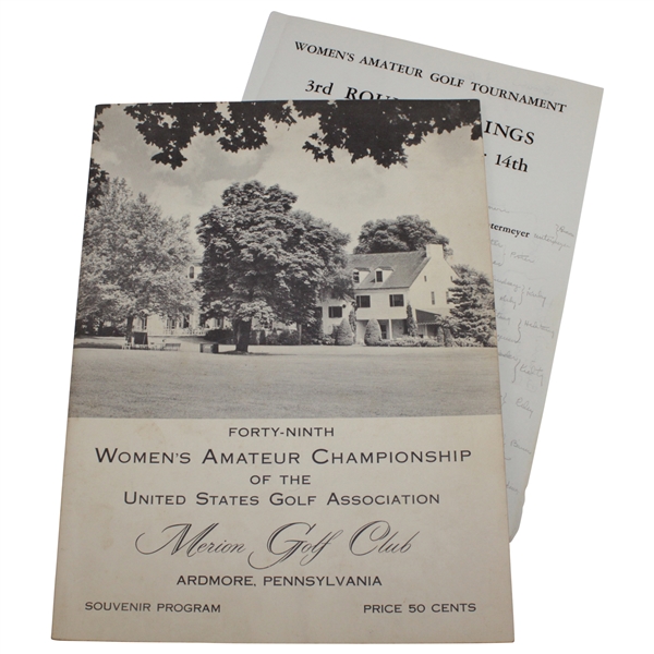1949 Women's US Amateur Championship at Merion Golf Club Program & Pairing Sheet