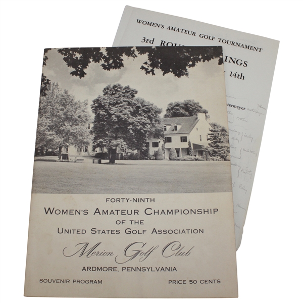 1949 Womens US Amateur Championship at Merion Golf Club Program & Pairing Sheet