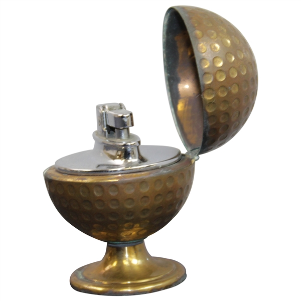 Vintage Bronze Dimple Shell Golf Ball Desk Cigarette Lighter