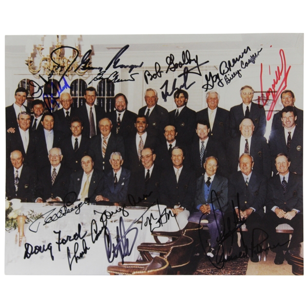 Multi-Signed Masters Champions Dinner Photo Including Palmer, Player, Watson, & others JSA ALOA