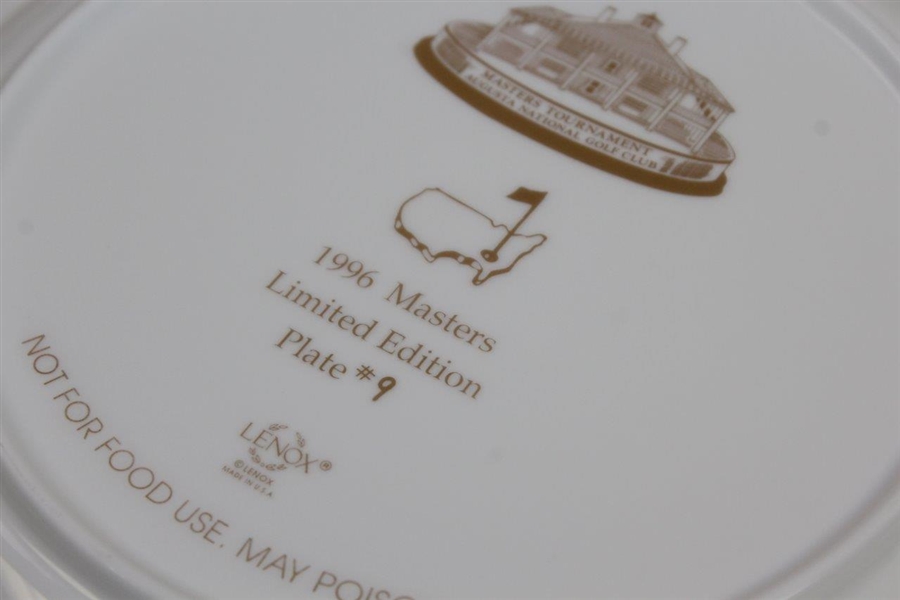 1996 Masters Lenox Limited Edition Member Plate #9 with Card