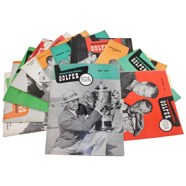 Twelve (12) Professional Golfer PGA Magazines from Various Years - 1947-1952