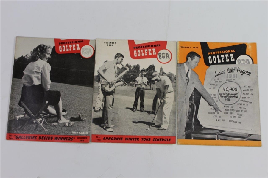 Twelve (12) Professional Golfer PGA Magazines from Various Years - 1947-1952