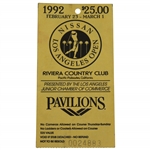 Ticket to Tiger Woods First Round of Pro Golf - 1992 Nissan Los Angeles Open