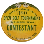 1948 Lower Rio Grande Valley Open Golf Tournament Contestant Badge - Mangrum Playoff Win Over Demaret!