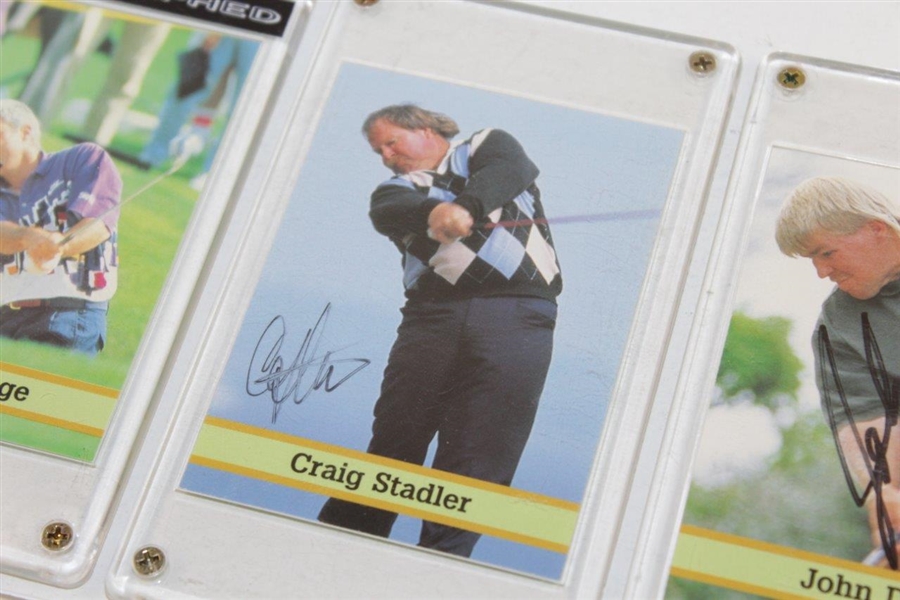 Strange, Stadler, Daly, Floyd, & Player Signed Fax Pak Golf Cards JSA ALOA