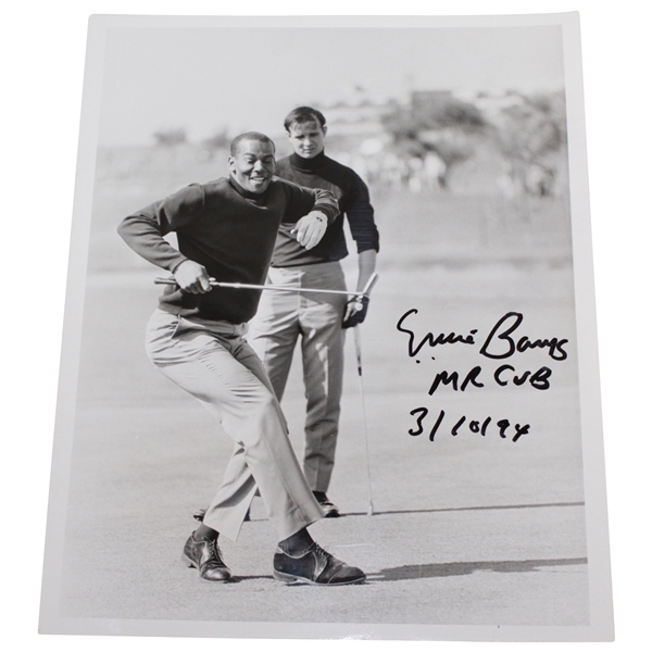 Ernie Banks Signed & Dated Original Golfing Photo JSA ALOA