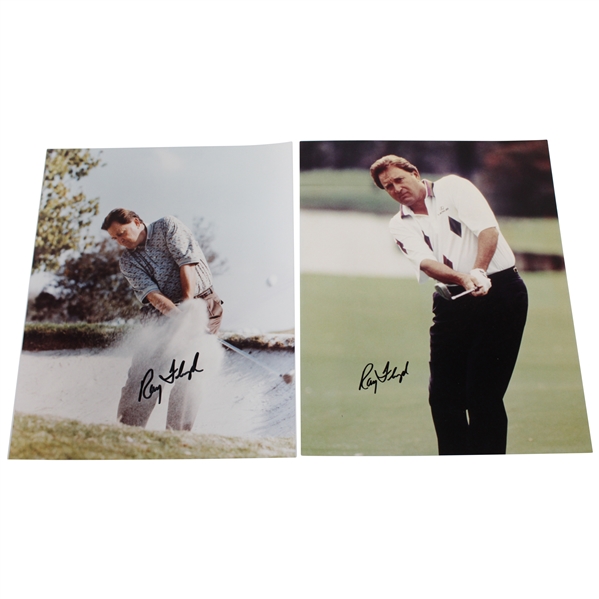 Two Ray Floyd Signed 8x10 Photos - Hitting Out of Bunker & Chipping JSA ALOA