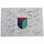 Multi-Signed Embroidered World Golf Hall of Fame Flag by 28 Inc. Nicklaus, Mickelson & others JSA ALOA