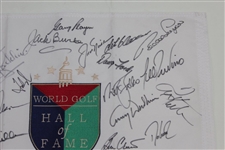 Multi-Signed Embroidered World Golf Hall of Fame Flag by 28 Inc. Nicklaus, Mickelson & others JSA ALOA