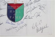 Multi-Signed Embroidered World Golf Hall of Fame Flag by 28 Inc. Nicklaus, Mickelson & others JSA ALOA