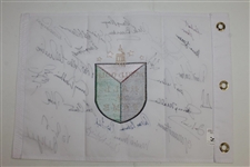 Multi-Signed Embroidered World Golf Hall of Fame Flag by 28 Inc. Nicklaus, Mickelson & others JSA ALOA