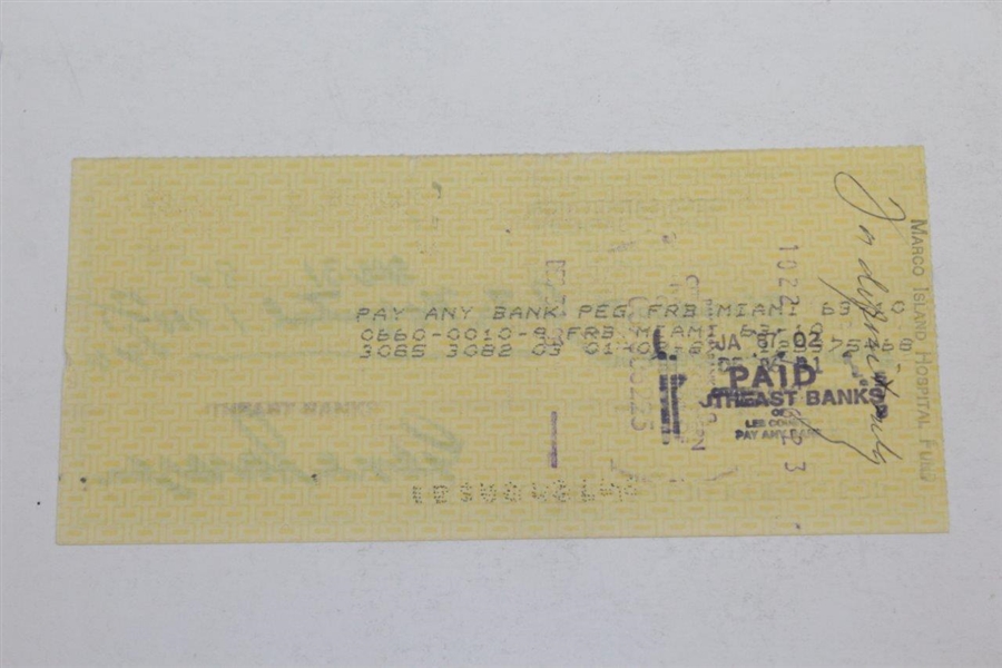 Gene Sarazen Signed Personal Check 12/31/1986 JSA ALOA
