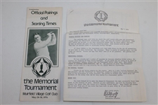 Bobby Jones first Honoree Cover of 1976 Memorial Tournament Pairings Booklet with Press Release