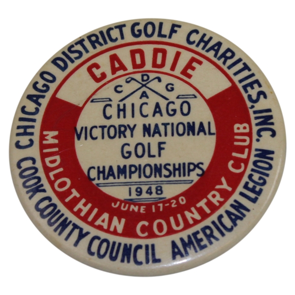 1948 Chicago Victory National Golf Championships at Midlothian CC Caddie Badge