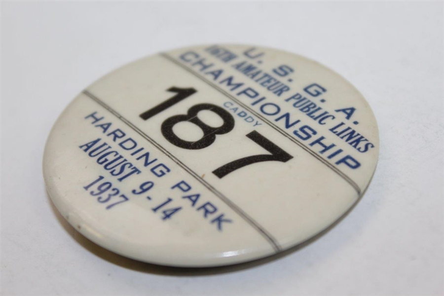 1937 USGA Amateur Public Links Championship at Harding Park Caddy Badge #187