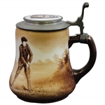 OHara Dial Co. Golf Themed Stein with a Manning Bowman Pewter/Ceramic Brown Univ. Lid - Special Thumbpull