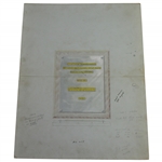 Original 1940s Augusta National Golf Club Masters Champion Award Plaque Plans
