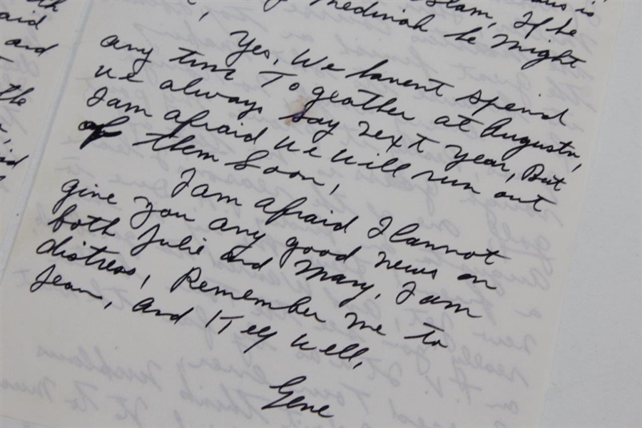 Gene Sarazen Hand-Written & Signed 4pg 1975 Letter - Masters & Nicklaus Content JSA ALOA